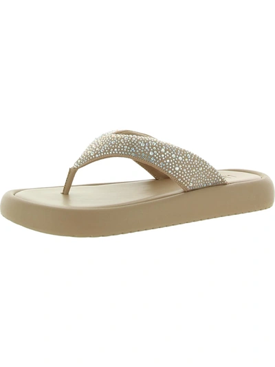 Shop Inc Essily Womens Rhinestone Slip On Flatform Sandals In Beige
