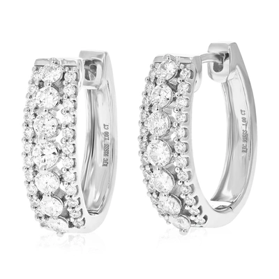 Vir Jewels 1 Cttw 62 Stones Round Lab Grown Diamond Hoop Earrings .925 Sterling Silver Prong Set 3/4 Inch In Silver