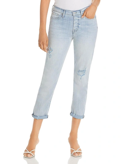 7 For All Mankind Womens Denim Light Wash Boyfriend Jeans In Multi