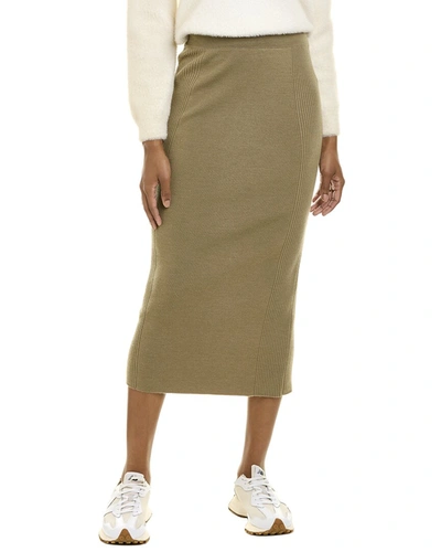 Shop Jonathan Simkhai Brooklyn Wool-blend Midi Skirt In Green