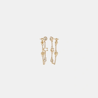 Shop Coach Outlet Signature Crystal Chain Earrings In Gold