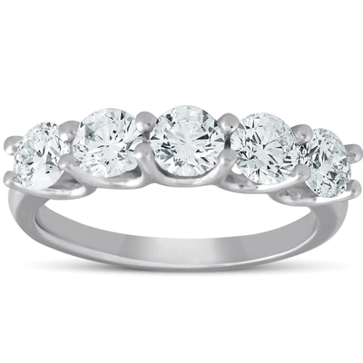 Shop Pompeii3 1 1/2 Ct Ex3 Lab Grown Diamond Five Stone Wedding Ring 14k White Gold Ex3 Lab Grown In Silver