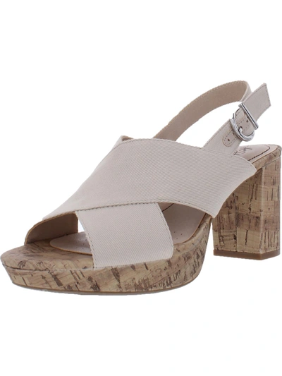 LIFESTRIDE LARA WOMENS PADDED INSOLE CANVAS PLATFORM SANDALS 