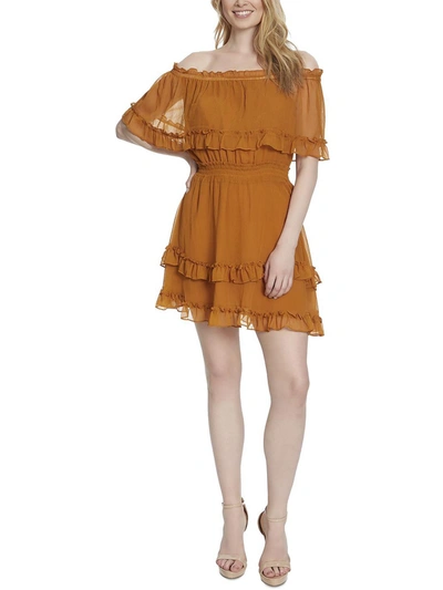 Shop Jessica Simpson Amaya Womens Off-the-shoulder Short Mini Dress In Multi
