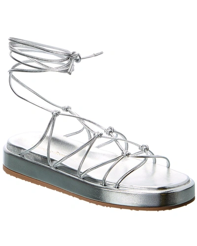 Shop Gianvito Rossi Minas Leather Flatform Sandal In Silver