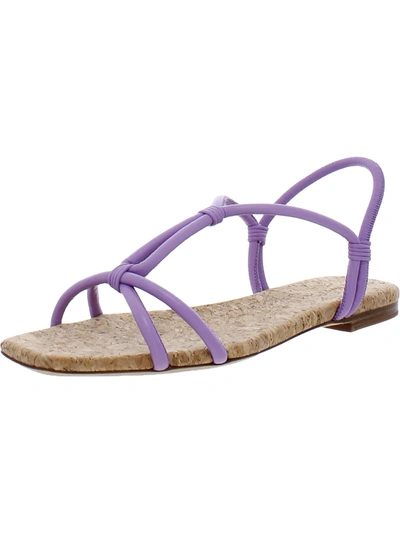 Shop Vince Hazen Womens Leather Flats T-strap Sandals In Purple