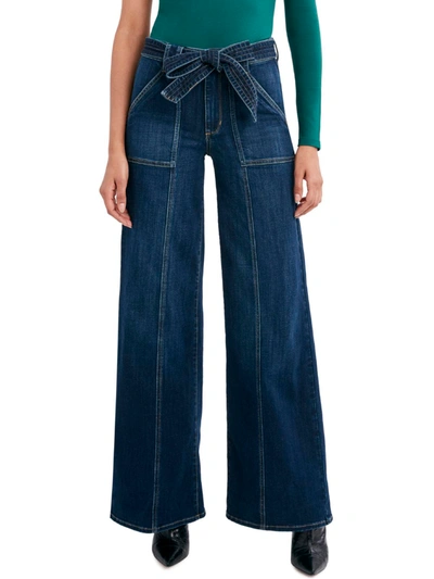 Shop Bcbgmaxazria Womens Denim Belted Bootcut Jeans In Blue