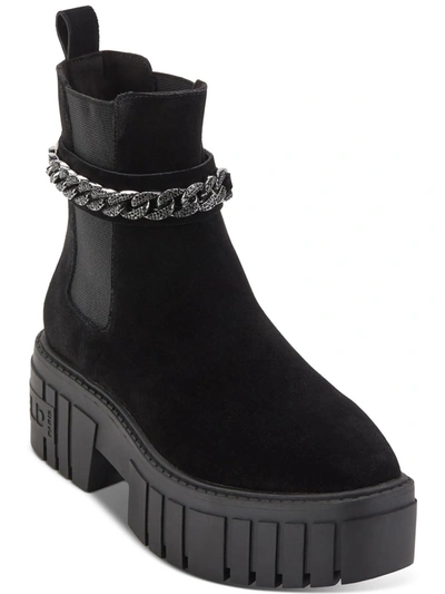 Shop Karl Lagerfeld Reign Womens Suede Pull On Chelsea Boots In Black