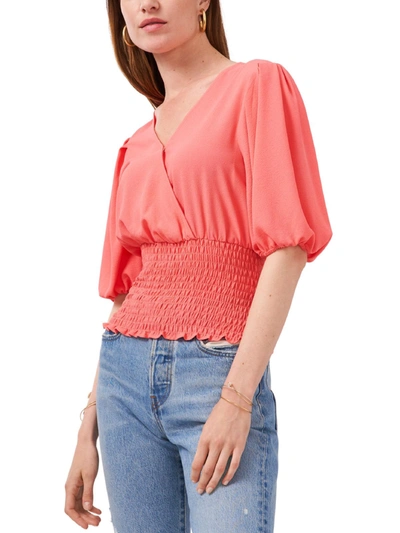 Shop 1.state Womens Smocked Faux Wrap Top In Pink