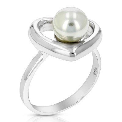 Shop Vir Jewels 6 Mm Heart Shape Glass Pearl Fashion Ring .925 Sterling Silver With Rhodium In White