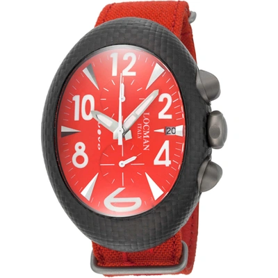 Shop Locman Men's Red Dial Watch In Black