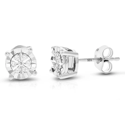 Vir Jewels 1/12 Cttw 14 Stones Round Lab Grown Diamond Studs Earrings .925 Sterling Silver Prong Set In Silver