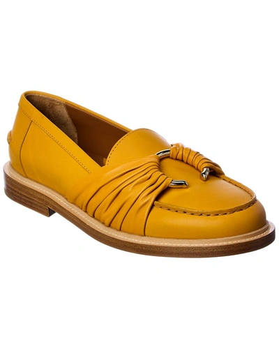 Shop Chloé Chloe C Leather Loafer In Yellow
