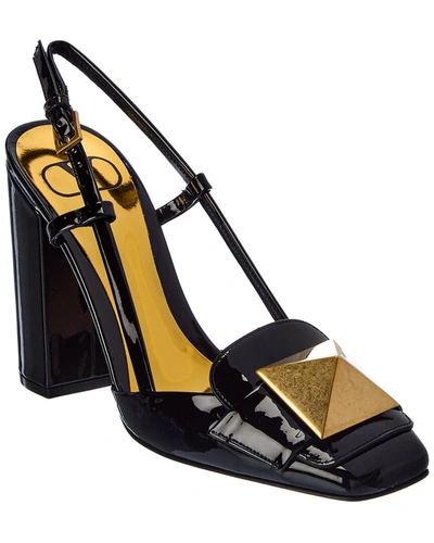 Shop Valentino One Stud 100 Patent Slingback Pump In Gold