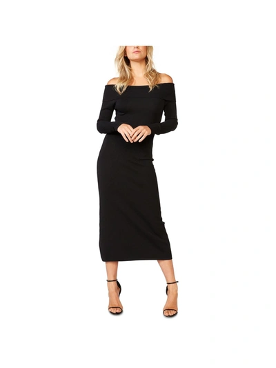 Shop Bardot Womens Knit Off-the-shoulder Sheath Dress In Black