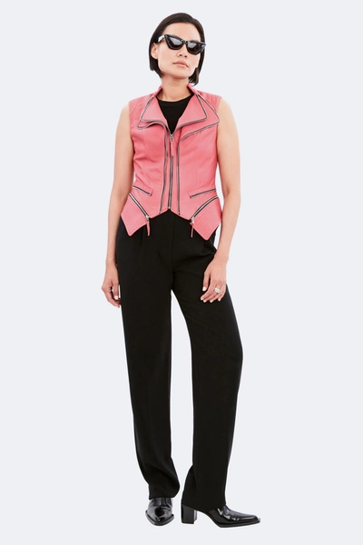 Shop Dawn Levy Sleeveless Leather Vest In Pink