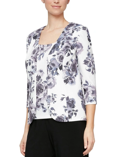Shop Alex Evenings Petites Womens Printed Layering Blouse In White