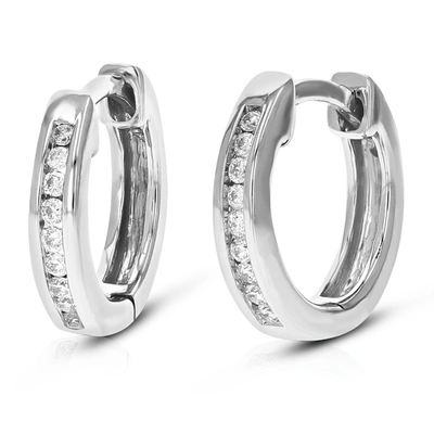 Vir Jewels 1/10 Cttw Lab Grown Diamond Hoop Earrings In .925 Sterling Silver Channel Set 2/5 Inch In Silver