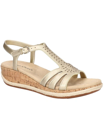 Shop Easy Street Dorinda Womens Faux Leather Cut-out Slingback Sandals In Beige