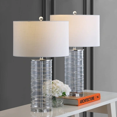 Jonathan Y Cole 27.5" Modern Fused Glass Cylinder Led Table Lamp (set Of 2)