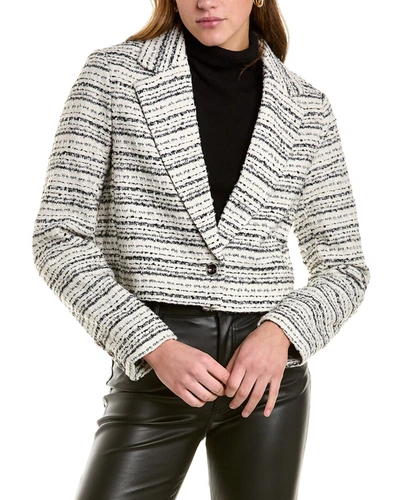 Shop Bagatelle Cropped Tweed Wool-blend Blazer In White