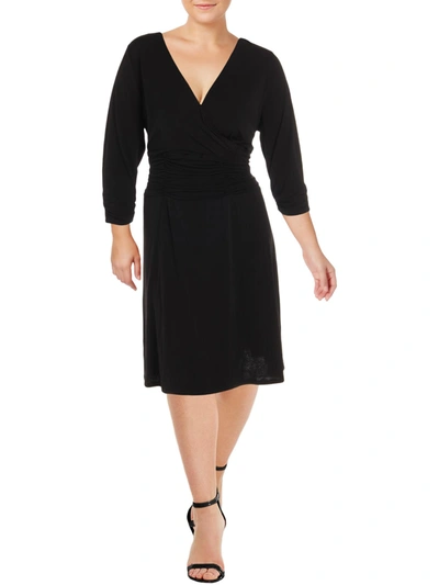 Shop Ny Collection Plus Womens Ruched A-line Cocktail Dress In Black