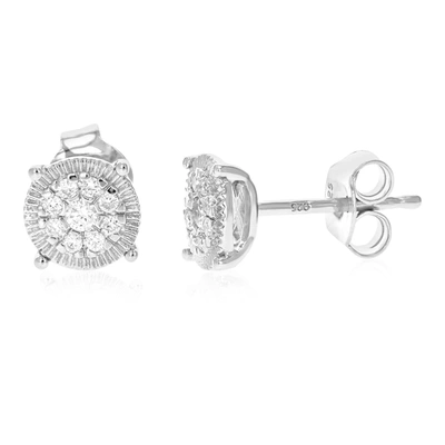 Vir Jewels 1/5 Cttw Round Lab Grown Diamond Studs Earrings .925 Sterling Silver Prong Set 1/4 Inch In Silver