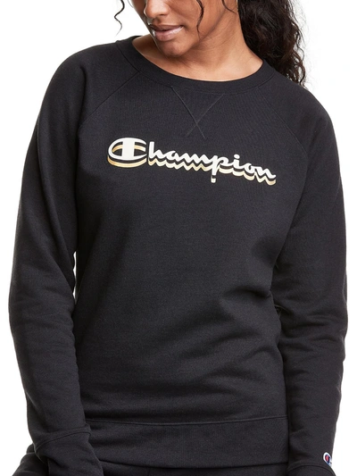 Shop Champion Womens Logo Crewneck Sweatshirt In Black