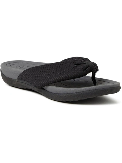 Shop Dearfoams Womens Memory Foam Slip-on Thong Sandals In Black