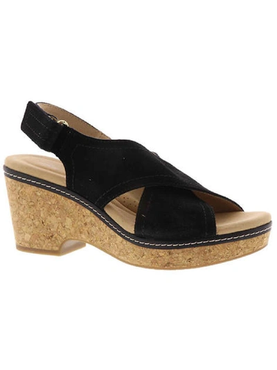 Shop Clarks Giselle Cove Womens Suede Slingback Platform Sandals In Black