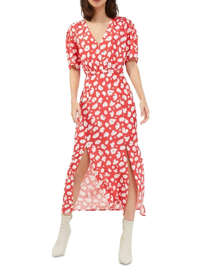 Shop French Connection Womens Front Slit Printed Maxi Dress In Red