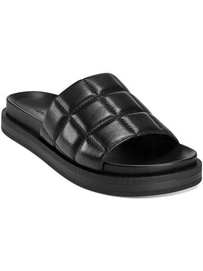 Shop Aerosoles Leila Womens Faux Leather Quilted Slide Sandals In Black