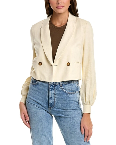 Shop Central Park West Bay Cropped Linen-blend Jacket In Beige