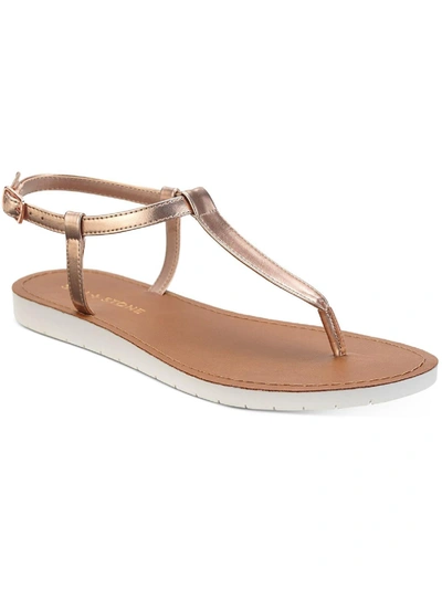 Shop Sun + Stone Kristi Womens Faux Leather Slingback Flat Sandals In Gold