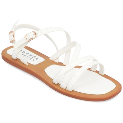 Journee Collection Ennid Tru Comfort Strappy Flat Sandal In White