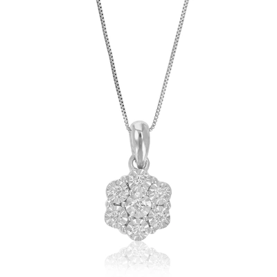 Vir Jewels 1/10 Cttw Lab Grown Diamond .925 Sterling Silver Pendant Necklace 1/3 Inch With 18 Inch Chain In Silver