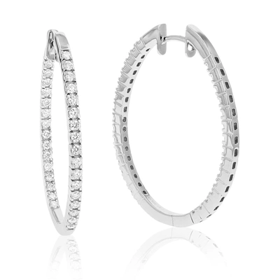 Vir Jewels 1 Cttw Round Lab Grown Diamond Hoop Earrings In .925 Sterling Silver Prong Set 1 1/4 Inch In Silver