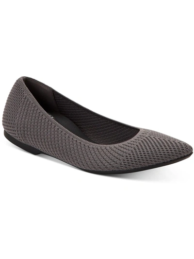 Shop Alfani Poppyy Womens Knit Geometric Pointed Toe Flats In Grey