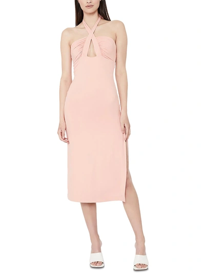 Shop Bardot Guilia Womens Tie Neck Evening Halter Dress In Pink