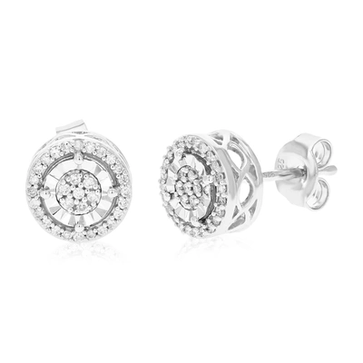 Vir Jewels 1/5 Cttw 62 Stones Round Lab Grown Diamond Studs Earrings .925 Sterling Silver Prong Set 1/3 Inch In Silver