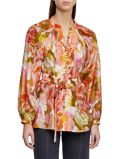 Shop Acler Lawson Blouse In Pink Bouquet