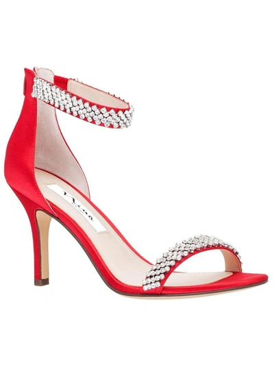 Shop Nina Vauna Womens Satin Crystal Straps Ankle Strap In Red