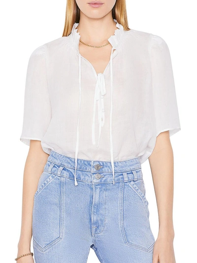 Shop Frame Womens Ruffled Button Up Blouse In White