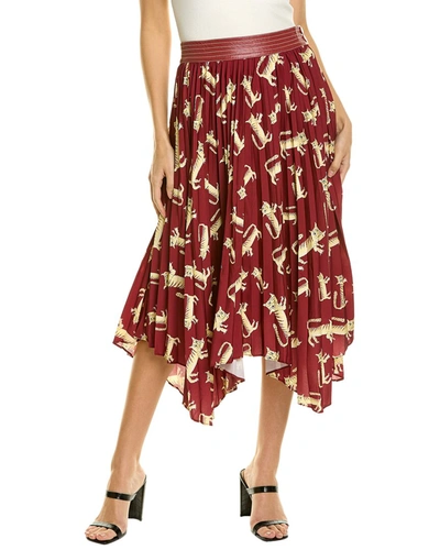 Shop Gracia Handkerchief Midi Skirt In Red