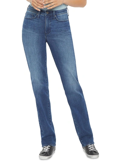 Shop Nydj Womens Denim Mid-rise Straight Leg Jeans In Multi