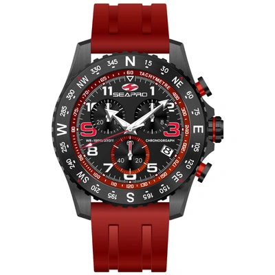 Shop Seapro Men's Gallantry Black Dial Watch In Red