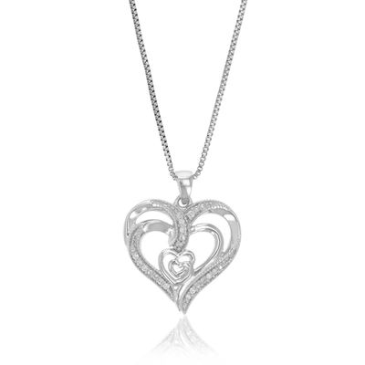Vir Jewels 1/10 Cttw Lab Grown Round Diamond Heart Pendant Necklace .925 Sterling Silver For Women 3/4 Inch Wit In Silver