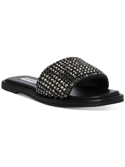 Shop Steve Madden Clyde-r Womens Rhinestones Flat Slide Sandals In Black