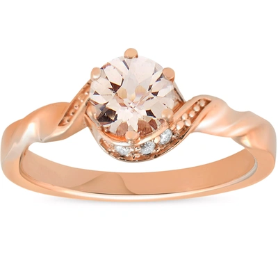 Shop Pompeii3 3/4 Ct Diamond & Morganite 14k Rose Gold Solitaire Twist Band Engagement Ring