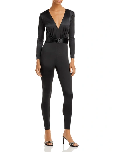 Shop Aqua Womens V-neck Catsuit Jumpsuit In Black